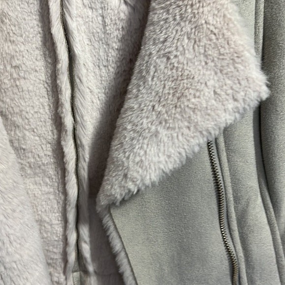 BeBe Grey Long Vegan Suede Moto Vest - Picture 5 of 8